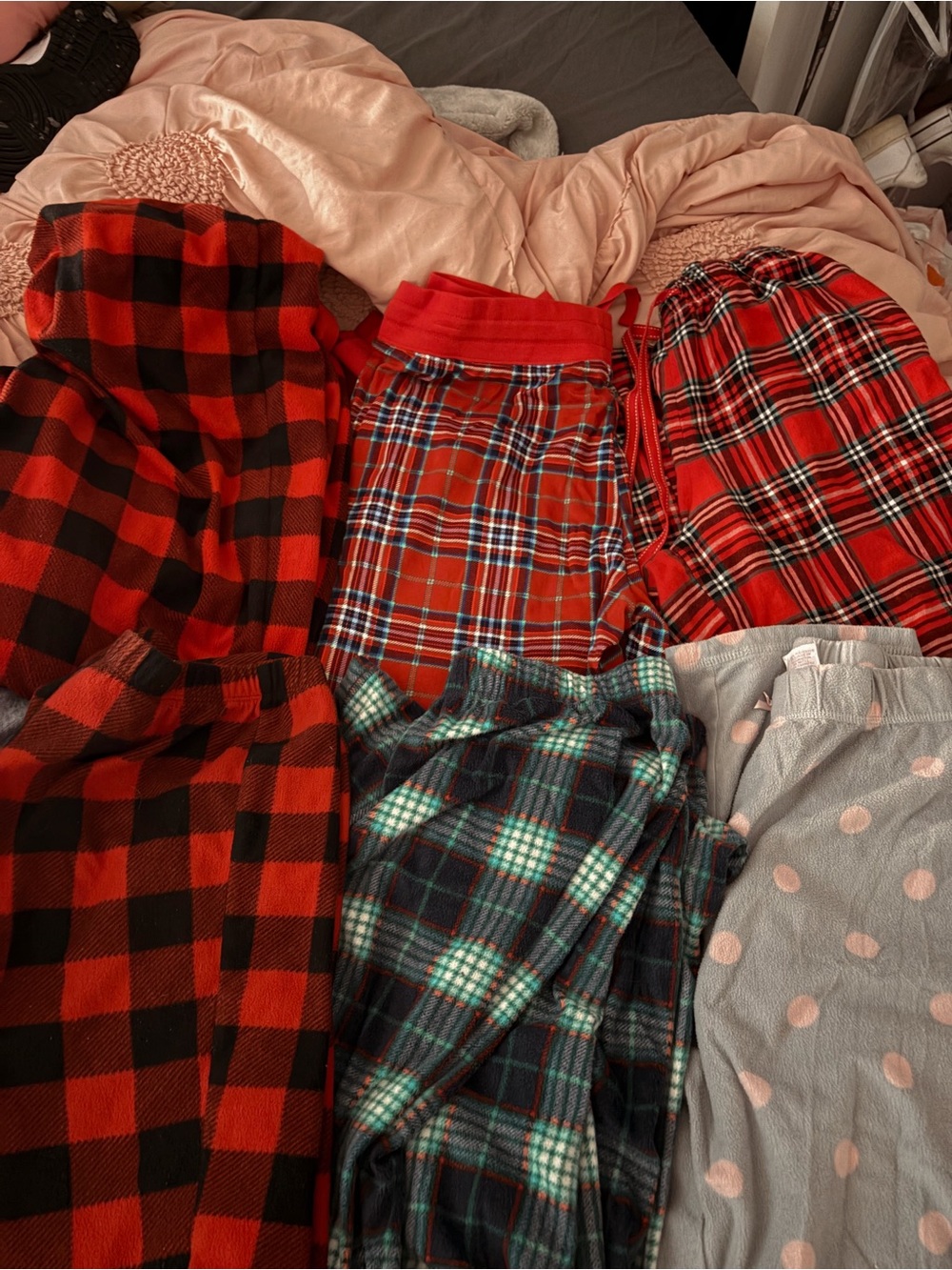 6 pairs of festive pj bottoms !